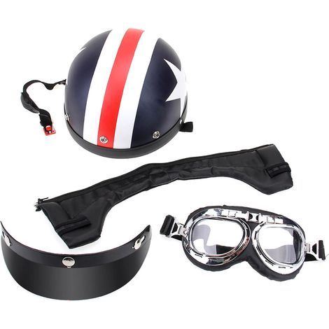 Eosnow Halb offener Gesichtradhelm mit Schutzbrillen Visor Schalbiker -Scooter -Touring