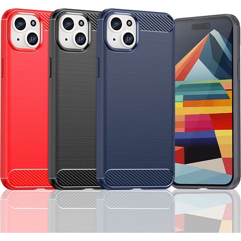 Flexible Schutzhülle mit Carbonmuster für iPhone 15 Pro – Blau (1/5)