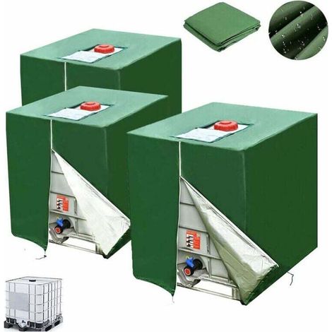 Bache pour Cuve 1000L IBC, 3 Pièces 420D Réservoir d'eau Couvercle, Anti-UV Anti-poussière Housse salon de jardin, Bâche de Protection Cuve IBC avec Fermeture éclair(116 x 100 x 120 cm) (1/4)