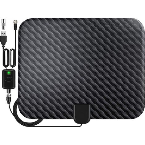 Antenne TV numérique intérieure à gain élevé 25 dB, compatible 1080p HDTV, pour récepteur de signal DVB-T, DVB-T2 HD VHF/UHF, noire (1/5)