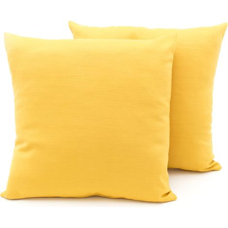 Coppia Cuscini Arredo Imbottiti Tessuto Ottoman In Tinta Unita Colore Giallo 04, misura60x60coloreGiallo 04 (1/4)