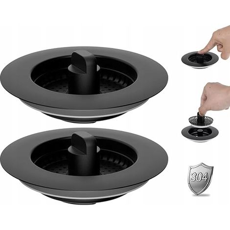 Colador de fregadero de cocina 3 en 1, colador de desagüe de acero inoxidable 304, 2 piezas (1/5)