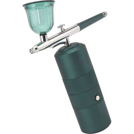 Mini compresseur d'air aérographe facial portable, pulvérisateur d'eau oxygénée nano brume, appareil brumisateur visage vert émeraude (1/5)