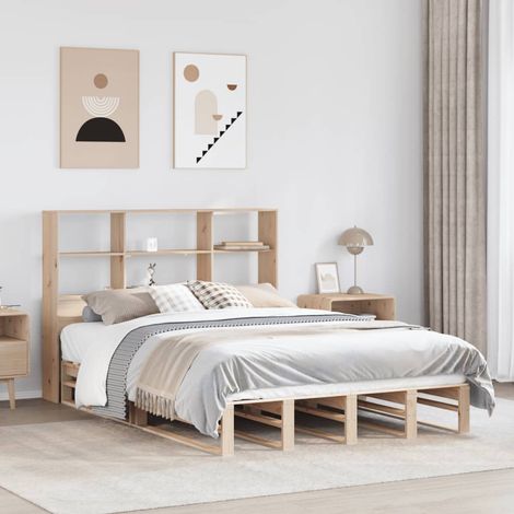 Bookcase Bed without Mattress 150x200 cm King Size Solid Wood vidaXL (1/5)