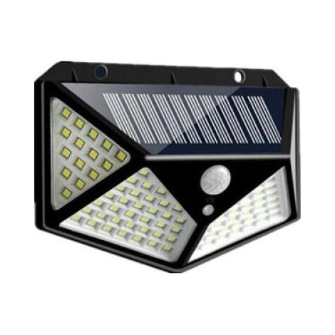 100 LED Solarleuchte für den Außenbereich, IP65 wasserdicht, vierseitige Solar-Wandleuchte, Bewegungsmelder mit drei Funktionen