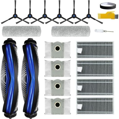Accessoires pour aspirateur Robot ECOVACS DEEBOT X8 Pro Omni / X8 Omni/YEEDI S14 Plus 19 pièces 2 brosses principales, 4 filtres, 6 brosses latérales, 2 serpillères à Rouleau, 4 Sacs (1/4)