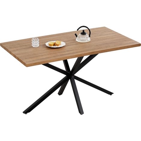 Mesa de comedor de madera maciza, estilo minimalista moderno, color madera oscura. (1/2)