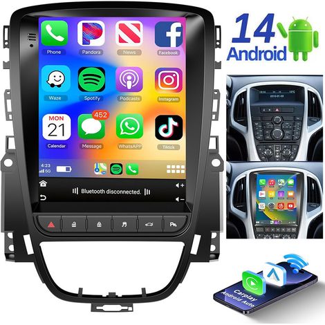 Autoradio Android 14 avec GPS et Apple CarPlay pour Opel Astra J 2009-2014 - 4+64G