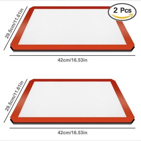 MARGUERAS 2PCS Tapis Feuille de Cuisson Réutilisable Antiadhésif Silicone Fibre de Verre pour Barbecue Patisserie (1/4)