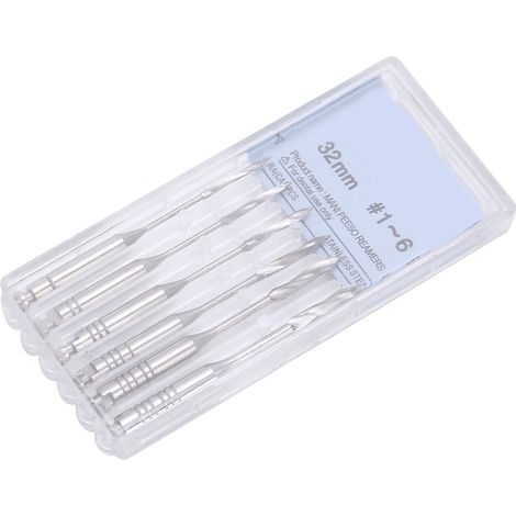 Lot de 6 alésoirs et limes endodontiques Peeso pour traitement canalaire, 32 mm / 1,3 pouce (1/5)
