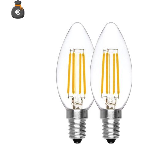 Alca power c35 4w 200v 550lm 4000k e14 lampada oliva a filamento a led box da 2pz