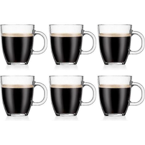 HONORNIC - Mug à café transparent, lot de 6 (1 paquet) - 350 ml