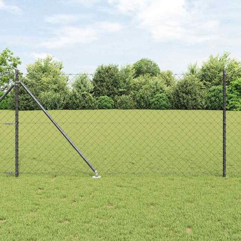 Zaunpfosten Grau 10 x 1 m (60 x 60 mm Maschen) Stahl und PVC