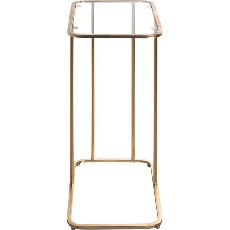 Table d'appoint en métal laqué or et verre trempé - Longueur 45 x Hauteur 65 x Profondeur 30 cm -PEGANE- (1/5)