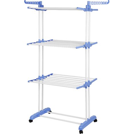 Secador de ala plegable de tres capas y dos barras Azul-Blanco (1/5)