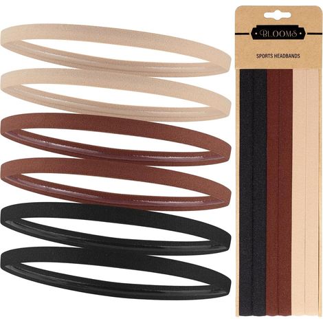 Lot de 6 Bandeau Cheveux Femme - Elastique Cheveux Homme - Serre Tete Garcon Enfant -Headband Antidérapant Bandeau Sport pour Yoga Football Running Basket Jogging (1/5)