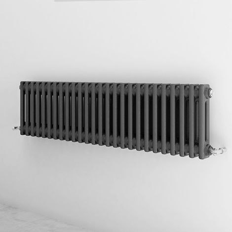 Acezanble 300x1190mm 2 Column Anthracite Horizontal Traditional Cast Iron Style Radiator (1/4)