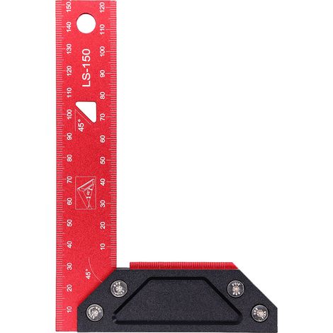 Équerre de menuiserie en aluminium haute précision règle L à graver avec échelle laser pour charpentier 150mm (1/5)