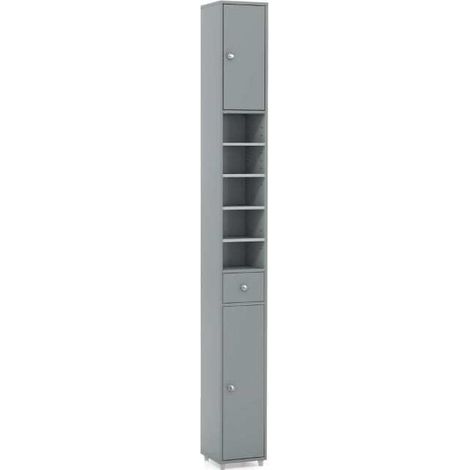 180CM Tall Freestanding Bathroom Cabinet with 2 Doors and 1 Drawer-Grey (1/5)