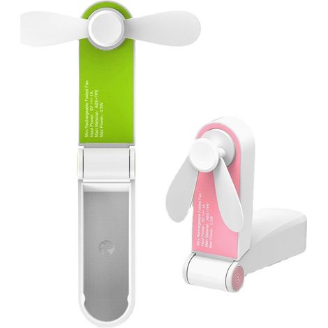 Mini ventilatore tascabile pieghevole, ventilatore portatile ricaricabile con cavo USB per viaggi, casa e attività all'aperto (doppio rosa) (1/5)