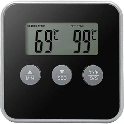 LCD-Lebensmittelthermometer für Fleisch, Digitalanzeige, Timer für Backofen und Grill, Kochthermometer mit externer Sonde (1/5)