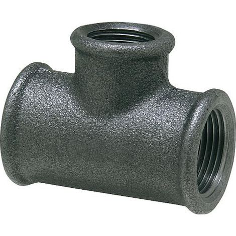Raccord en fonte malleable, noir Piece en T 90°, 1" x 3/4" Type 130, reduit (filet femelle)