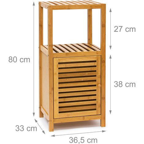 Scaffale da bagno e cucina 110 x 36,5 x 33 cm con anta magnetica design nordico in bambù naturale 130005175
