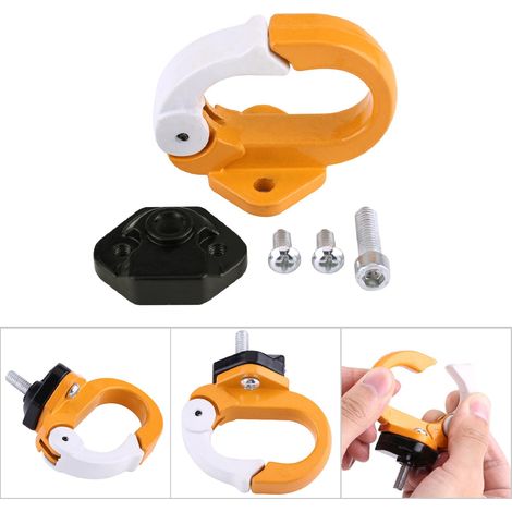 Porte-casque moto universel en alliage d'aluminium, crochet griffe jaune pour suspension et transport (1/5)