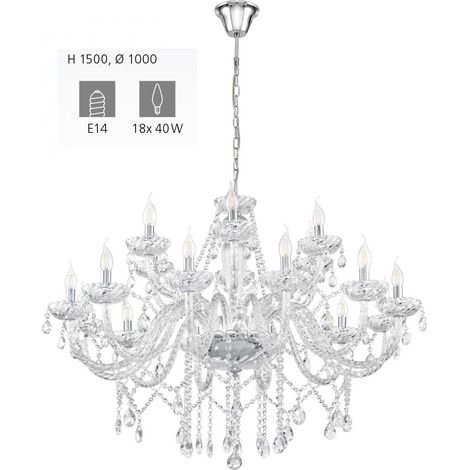 Lampadario A Sospensione Classico Basilano 1 Acciaio Cromo 18 Luci E14 (1/5)