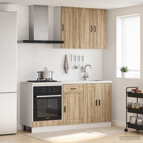 Ensemble de meubles de cuisine 5 pièces en bois d’ingénierie chêne Sonoma, 93.92kg - PANGIVO (1/5)