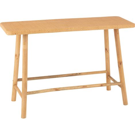 Console rectangulaire rotin et bois naturel style chaleureux - Naturel bois clair et rotin (1/5)