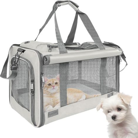 CCYKXABoîte de transport pour chat jusqu'à 9 kg, respirante, portable chat pour camping, moto, avion, voiture, aventure en plein air, clinique vétérinaire (1/5)