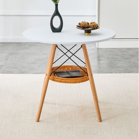 Table à manger ronde 80 cm avec panier rangement OKMYHOME (1/5)