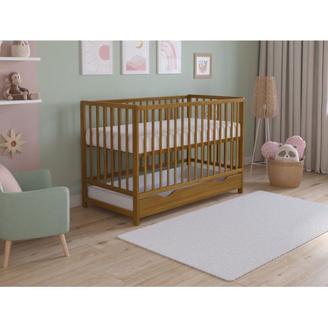 Asher Cot Bed 120x60cm with drawer & Microfiber Quilted mattress (1/5)