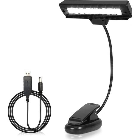 Lampe de support de partition, lampe de piano à clip, lampe d'orchestre 10led, lampe de protection oculaire rechargeable USB (1/5)