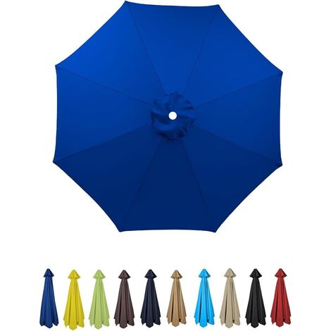 Tela para sombrilla de patio de 270 cm (9 pies), cubierta de repuesto, toldo portátil para sombrilla de 6 varillas y 8 varillas, tela universal (rojo, 270 cm/9 pies, 6 varillas) (azul gema, 200 cm/6,5 (1/5)
