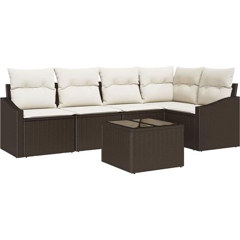 Maison Exclusive - Sofa Set mit Kissen 6 pcs Braun Poly Rattan