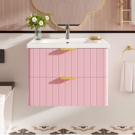 Mobile bagno con lavabo, sospeso, 60,5 x 47,5 x 47 cm, rosa HAVRYA (1/5)