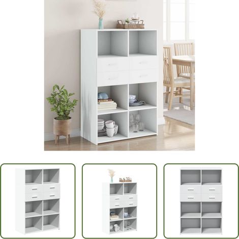 Buffet en bois - Buffet haut blanc 80x42,5x124 cm bois d'ingénierie (1/5)
