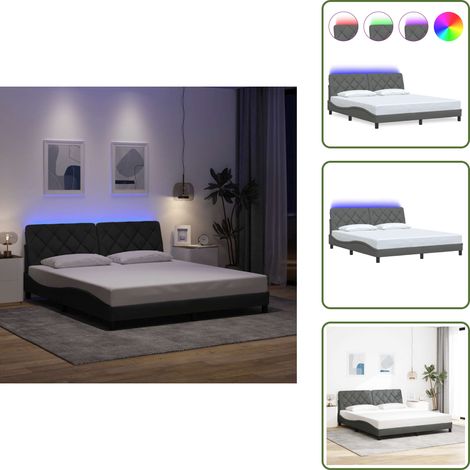 vidaXL Bettgestell mit LED ohne Matratze Dunkelgrau 180x200 cm Stoff (1/5)