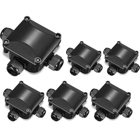 Boîte de jonction,connecteur en T étanche IP67, boîtier de distribution extérieur, connecteur de câble, pour câble de 6,5 à 10,5 mm de diamètre ,5 pièces,(noir), (1/5)