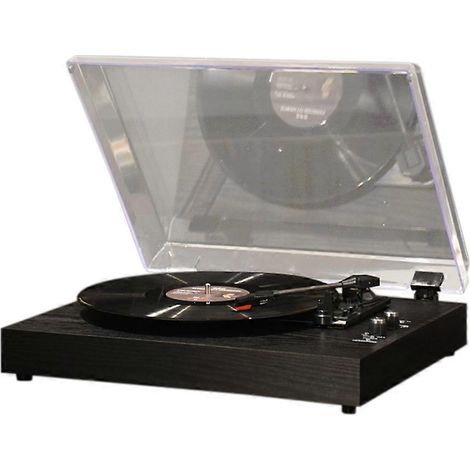 Platine vinyle jukebox vintage avec deux haut-parleurs intégrés, enceinte de bureau avec couvercle anti-poussière en acrylique, prise américaine, B (1/5)