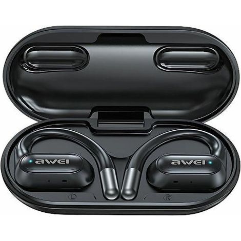 Bluetooth 5.4 AWEI OWS T93 Kopfhörer mit Dockingstation, Schwarz (1/5)