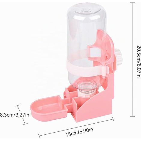 Distributeur Eau pour Animaux, Distributeur d'eau pour Lapin Eau Lapin Abreuvoir Suspendu pour Hamster, Cochon d'Inde, Furet, Gerbille (Rose, Bleu, 20.5 15 8.3cm) (1/4)