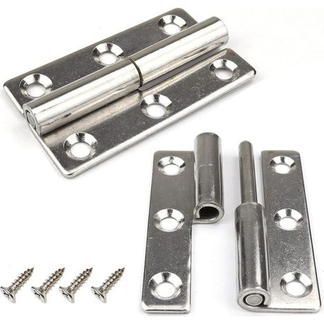4er-Pack 2,5-Zoll-Lift-Türscharniere, robuste, abnehmbare Türscharniere aus 304-Edelstahl für Innen- und Außentüren (Linkshänder) - Crezuo