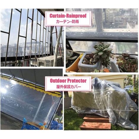 Bâche imperméable transparente Bâches anti-pluie pour auvent de plantes de jardin,housse de protection en plastique anti-poussière et anti-intempéries ( Size : 4x6m ) (1/3)