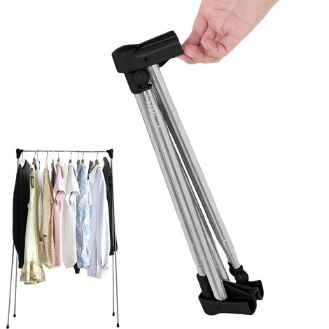 Portant à vêtements pliable portable : porte-vêtements de voyage réglable en acier inoxydable, 32-73 cm séchoir à linge télescopique pour les voyages, le camping, la randonnée, le linge à la (1/5)