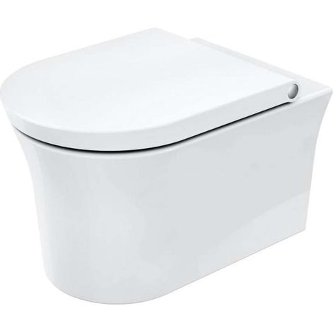 WC suspendu White Tulip avec HygieneGlaze, Rimless, sortie (1/5)