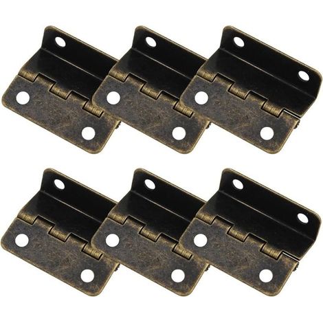 [Bronze]Lot de 6 Charnières Demi Surface à Trois Volets Semi Dissimulées Décalées pour Porte, Coffre, Armoire, Matériel de Meubles (1/5)