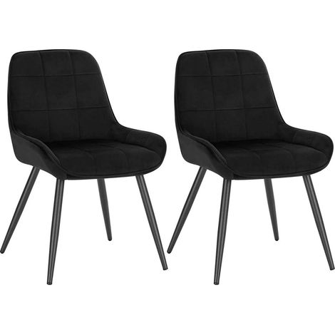 WOLTU Esszimmerstühle 2er Set, Polsterstuhl Samt, Küchenstuhl gepolstert, Akzentstuhl für Wohnzimmer Schlafzimmer Küche, ergonomischer Stuhl mit Rückenlehne, Schwarz (1/5)